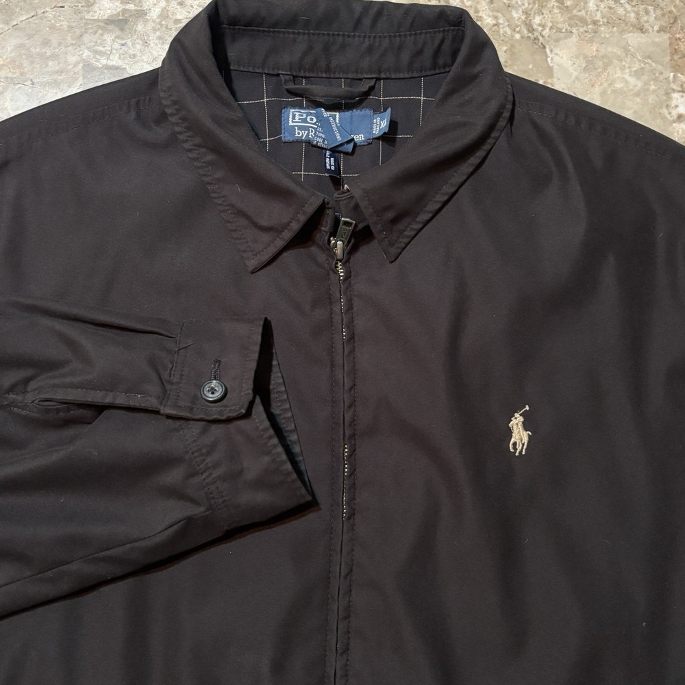 Polo Ralph Lauren Jacket Mens XL Black Bi Swing Full Zip Plaid Lined Bomber
